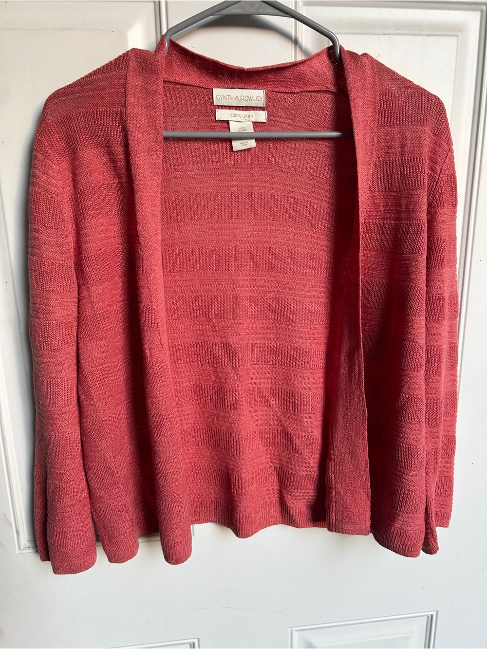 Cynthia Rowley Coral Open-Front Women's 100% linen Cardigan